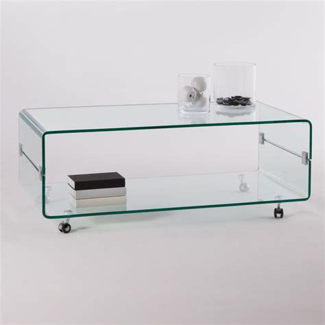 table basse verre roulettes design